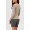 imageODODOS Womens Long Sleeve Shirts with Thumb Hole Cloud Feeling Soft Crew Neck Slim Fit Tee Yoga Athletic Workout TopsShaker Beige