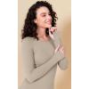 imageODODOS Womens Long Sleeve Shirts with Thumb Hole Cloud Feeling Soft Crew Neck Slim Fit Tee Yoga Athletic Workout TopsShaker Beige