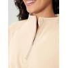 imageODODOS Womens Purevibe Cotton HalfZip Pullover Funnel Neck Sweatshirts Long Sleeve TopsBeige