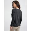 imageODODOS Womens Relaxed Fit Long Sleeve Shirts Boat Neck Side Slit PeachSoft Casual Lounge Yoga TopsBlack