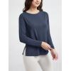 imageODODOS Womens Relaxed Fit Long Sleeve Shirts Boat Neck Side Slit PeachSoft Casual Lounge Yoga TopsNaval