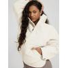 imageODODOS Womens Sherpa Lined Insulated Jacket Full Zip Split Hem Long Sleeve Coat Winter Warm Outerwear with PocketsIvory