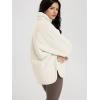 imageODODOS Womens Sherpa Lined Insulated Jacket Full Zip Split Hem Long Sleeve Coat Winter Warm Outerwear with PocketsIvory