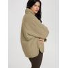 imageODODOS Womens Sherpa Lined Insulated Jacket Full Zip Split Hem Long Sleeve Coat Winter Warm Outerwear with PocketsKhaki