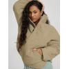 imageODODOS Womens Sherpa Lined Insulated Jacket Full Zip Split Hem Long Sleeve Coat Winter Warm Outerwear with PocketsKhaki