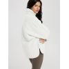 imageODODOS Womens Sherpa Lined Insulated Jacket Full Zip Split Hem Long Sleeve Coat Winter Warm Outerwear with PocketsWhite