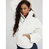 imageODODOS Womens Sherpa Lined Insulated Jacket Full Zip Split Hem Long Sleeve Coat Winter Warm Outerwear with PocketsWhite