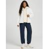 imageODODOS Womens Sherpa Lined Insulated Jacket Full Zip Split Hem Long Sleeve Coat Winter Warm Outerwear with PocketsWhite