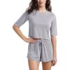 imageODODOS Womens Cropped TShirt  Ultra Soft Short Sleeve Top Crew Neck Relaxed Fit Casual Tee for Everyday WearLight Gray