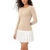 imageODODOS Womens Long Sleeve Shirts with Thumb Hole Cloud Feeling Soft Crew Neck Slim Fit Tee Yoga Athletic Workout TopsBeige
