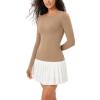 imageODODOS Womens Long Sleeve Shirts with Thumb Hole Cloud Feeling Soft Crew Neck Slim Fit Tee Yoga Athletic Workout TopsLight Brown
