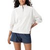 imageODODOS Womens Purevibe Cotton HalfZip Pullover Funnel Neck Sweatshirts Long Sleeve TopsWhite