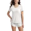imageODODOS Womens Short Sleeve Pocket Tee Shirts PeachSoft Relaxed Fit Casual Lounge Yoga TopsMilk White
