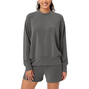 imageODODOS Modal Soft Long Sleeve Oversized Sweatshirts for Women High Crew Neck Relaxed Pullover TopsCharcoal