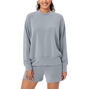 imageODODOS Modal Soft Long Sleeve Oversized Sweatshirts for Women High Crew Neck Relaxed Pullover TopsGrey Blue