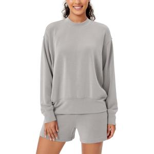 imageODODOS Modal Soft Long Sleeve Oversized Sweatshirts for Women High Crew Neck Relaxed Pullover TopsLight Gray