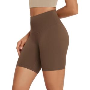 imageODODOS High Waist Workout Shorts for Women Tummy Control Workout Gym Athletic Biker Shorts6quot8quot InseamBrunette