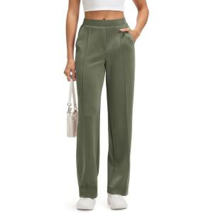 imageODODOS Womens Modal Soft Classic Pants Mid Rise PullOn Lounge Casual Work Pants with Pockets 27quot  29quot  31quot InseamDark Sage