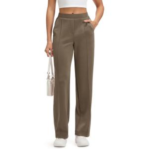imageODODOS Womens Modal Soft Classic Pants Mid Rise PullOn Lounge Casual Work Pants with Pockets 27quot  29quot  31quot InseamEspresso