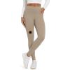 imageODODOS Womens Fleece Lined Leggings with Pockets Thermal Warm Winter Tights  25quot  28quot High Waisted Thick Yoga PantsDark Beige