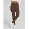 imageODODOS Womens Fleece Lined Leggings with Pockets Thermal Warm Winter Tights  25quot  28quot High Waisted Thick Yoga PantsDark Brown