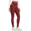 imageODODOS Womens Fleece Lined Leggings with Pockets Thermal Warm Winter Tights  25quot  28quot High Waisted Thick Yoga PantsRed Dahlia
