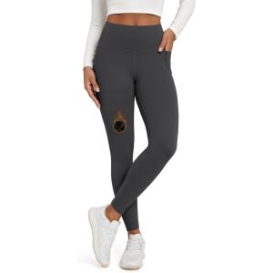 imageODODOS Womens Fleece Lined Leggings with Pockets Thermal Warm Winter Tights  25quot  28quot High Waisted Thick Yoga PantsCharcoal