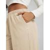 imageODODOS Womens Brushed Fleece Jogger Sweatpants  Cozy Warm Adjustable HighRise Relaxed Lounge Pants with PocketsBeige Heather