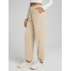 imageODODOS Womens Brushed Fleece Jogger Sweatpants  Cozy Warm Adjustable HighRise Relaxed Lounge Pants with PocketsBeige Heather