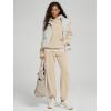 imageODODOS Womens Brushed Fleece Jogger Sweatpants  Cozy Warm Adjustable HighRise Relaxed Lounge Pants with PocketsBeige Heather