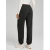 imageODODOS Womens Brushed Fleece Jogger Sweatpants  Cozy Warm Adjustable HighRise Relaxed Lounge Pants with PocketsBlack