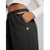imageODODOS Womens Brushed Fleece Jogger Sweatpants  Cozy Warm Adjustable HighRise Relaxed Lounge Pants with PocketsBlack