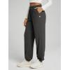 imageODODOS Womens Brushed Fleece Jogger Sweatpants  Cozy Warm Adjustable HighRise Relaxed Lounge Pants with PocketsCharcoal Heather
