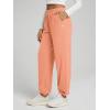 imageODODOS Womens Brushed Fleece Jogger Sweatpants  Cozy Warm Adjustable HighRise Relaxed Lounge Pants with PocketsCoral Heather