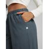 imageODODOS Womens Brushed Fleece Jogger Sweatpants  Cozy Warm Adjustable HighRise Relaxed Lounge Pants with PocketsDark Blue Heather