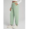 imageODODOS Womens Brushed Fleece Jogger Sweatpants  Cozy Warm Adjustable HighRise Relaxed Lounge Pants with PocketsMint Green Heather