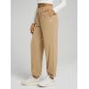 imageODODOS Womens Brushed Fleece Jogger Sweatpants  Cozy Warm Adjustable HighRise Relaxed Lounge Pants with PocketsSand Heather