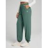 imageODODOS Womens Brushed Fleece Jogger Sweatpants  Cozy Warm Adjustable HighRise Relaxed Lounge Pants with PocketsTeal Green Heather