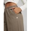 imageODODOS Womens Brushed Fleece Jogger Sweatpants  Cozy Warm Adjustable HighRise Relaxed Lounge Pants with PocketsWood Brown Heather