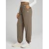 imageODODOS Womens Brushed Fleece Jogger Sweatpants  Cozy Warm Adjustable HighRise Relaxed Lounge Pants with PocketsWood Brown Heather