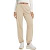 imageODODOS Womens Brushed Fleece Jogger Sweatpants  Cozy Warm Adjustable HighRise Relaxed Lounge Pants with PocketsBeige Heather