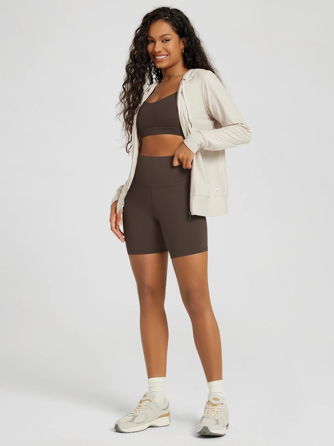 imageODODOS Womens FullZip Hoodie  Stratum Tech Ultra Soft Outfit UPF 50 Performance Hooded Jacket with PocketsMilkweed Heather