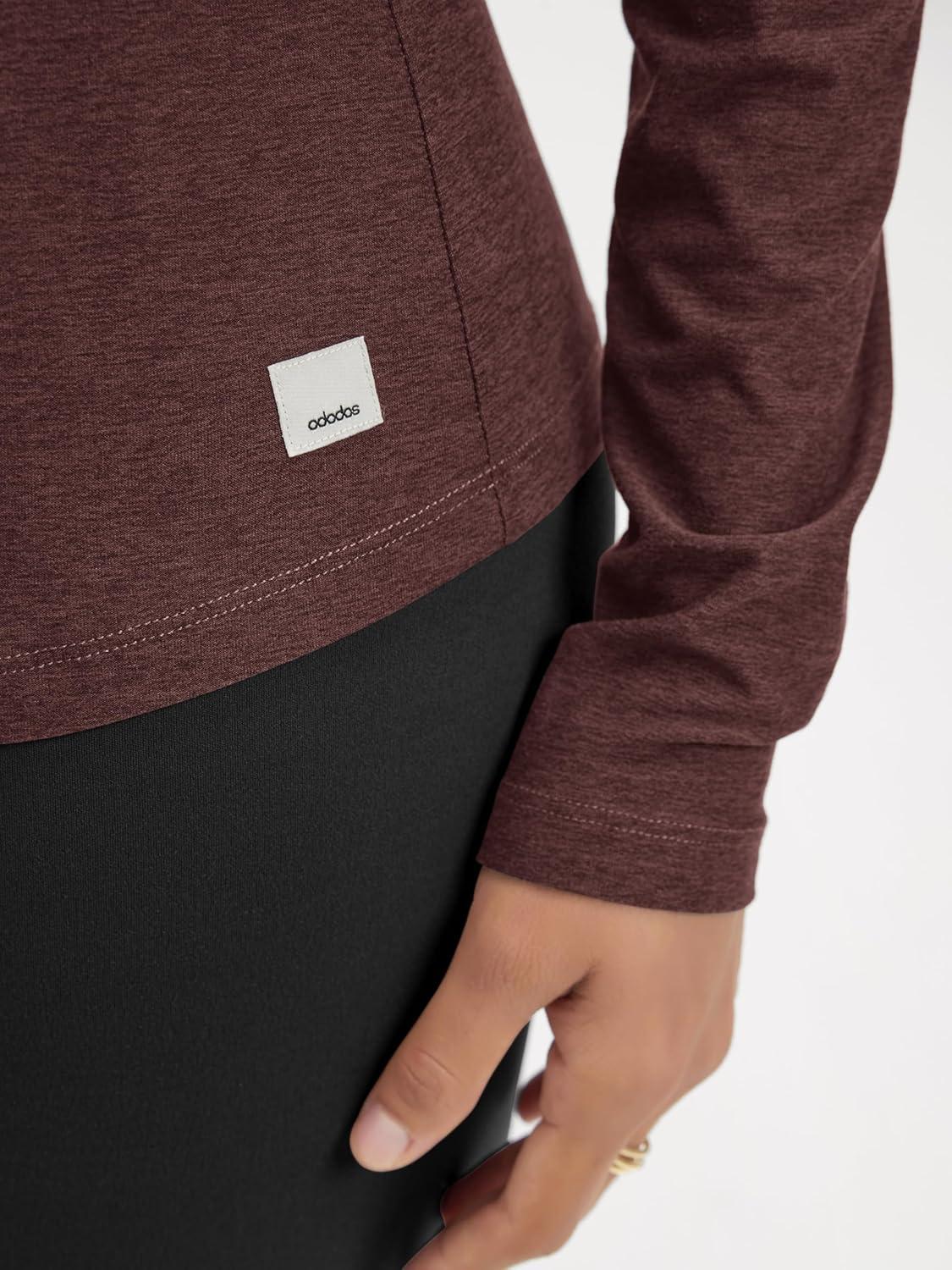 imageODODOS Womens Long Sleeve TShirt  Ultra Soft Stratum Tech Performance Top UPF 50 Breathable Crew Neck PulloverJava Heather