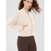 imageODODOS Modal Soft FullZip Bomber Jacket for Women Long Sleeve Casual Fall Outfit Crop Top with PocketsBeige