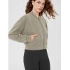 imageODODOS Modal Soft FullZip Bomber Jacket for Women Long Sleeve Casual Fall Outfit Crop Top with PocketsKhaki