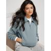 imageODODOS Modal Soft HalfZip Collared Sweatshirts for Women Long Sleeve Relaxed Pullover Top with PocketsGrey Blue
