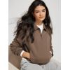 imageODODOS Modal Soft HalfZip Collared Sweatshirts for Women Long Sleeve Relaxed Pullover Top with PocketsNutria