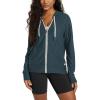 imageODODOS Womens FullZip Hoodie  Stratum Tech Ultra Soft Outfit UPF 50 Performance Hooded Jacket with PocketsNavy Heather
