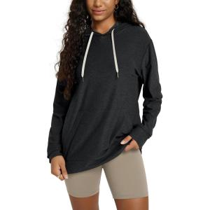 imageODODOS Womens Oversized Hoodie  Ultra Soft Stratum Tech Pullover UPF 50 Long Sleeve Tops with Kangaroo PocketBlack Heather