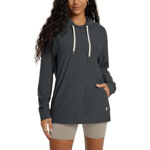 imageODODOS Womens Oversized Hoodie  Ultra Soft Stratum Tech Pullover UPF 50 Long Sleeve Tops with Kangaroo PocketCharcoal Heather